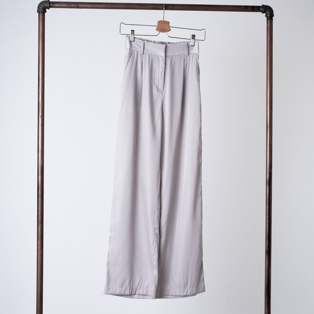 H&M slack trouser pants high waisted silver grey color